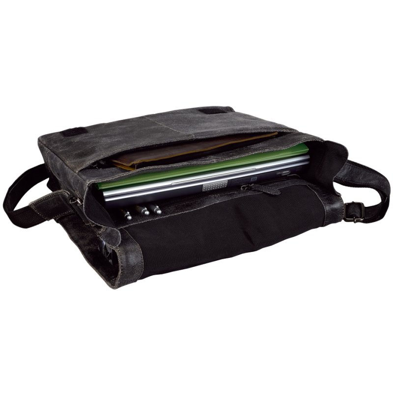PRIDE&SOUL schoudertasje JUMPER, leer, zwart, 310×90×350 mm